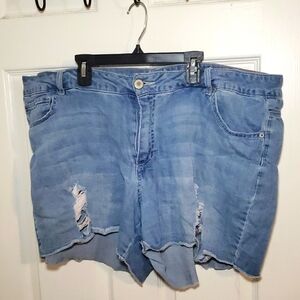 Ashley Stewart Light Blue Distressed Jean Shorts